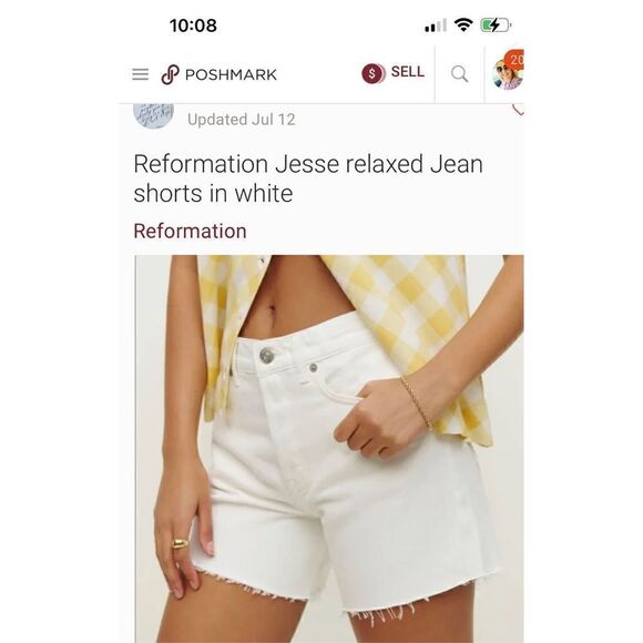 Reformation White Raw Hem Button Fly 100% Cotton Short NWT Size 29 - Picture 5 of 8